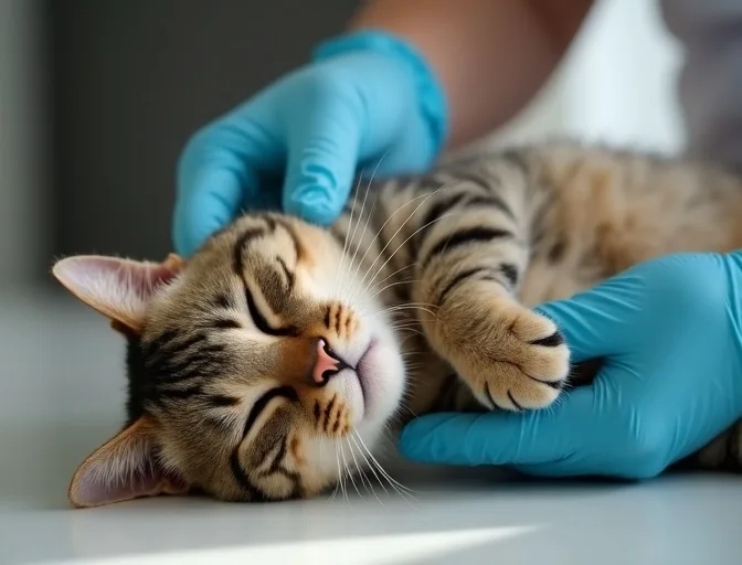 Specialist carefully handling a deceased cat with dignity in Batesford